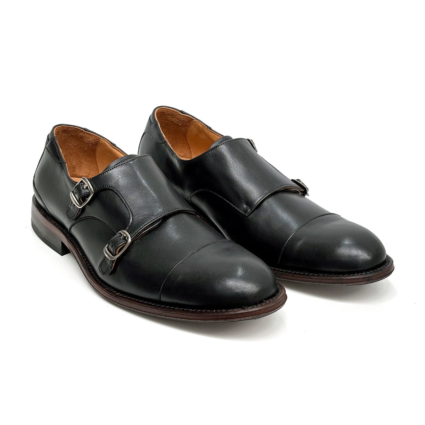Double Monk Strap Atanado Negro 904 Goodyear Welt