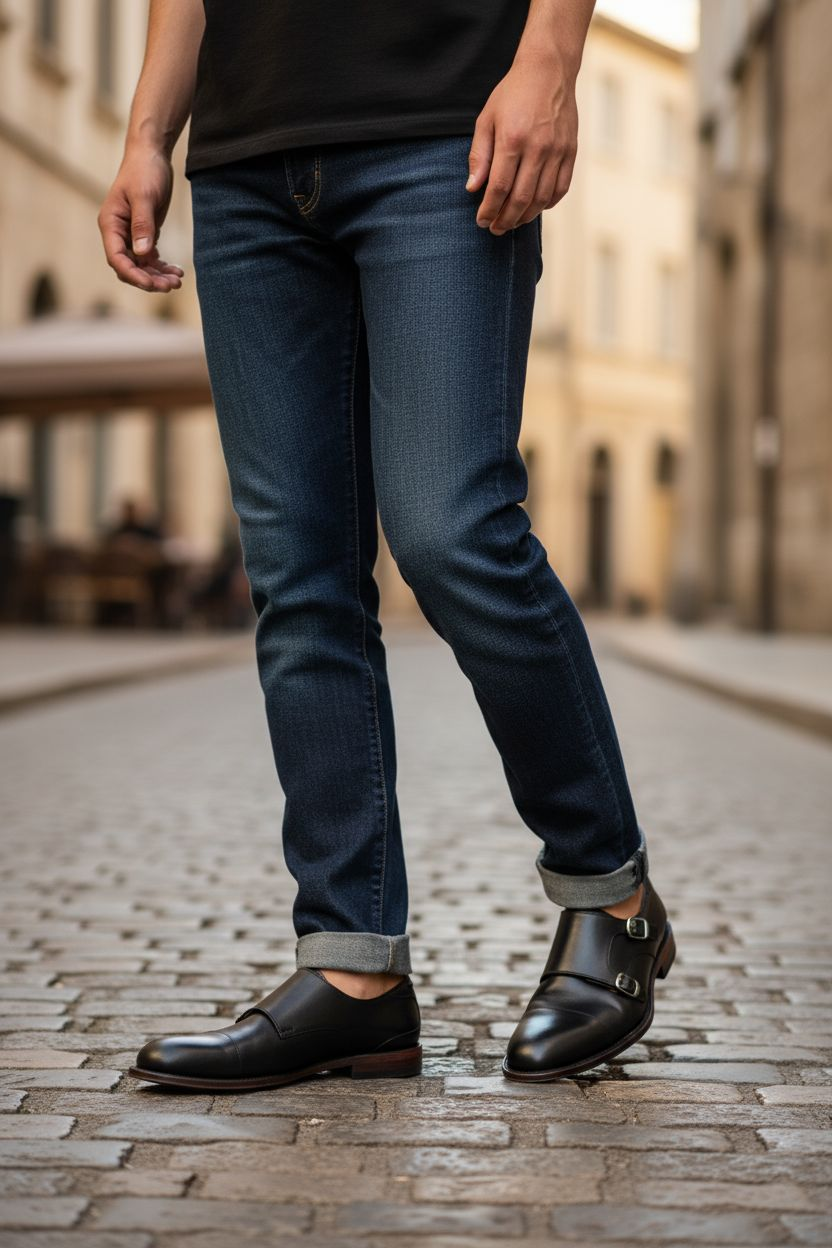 Double Monk Strap Atanado Negro 904 Goodyear Welt